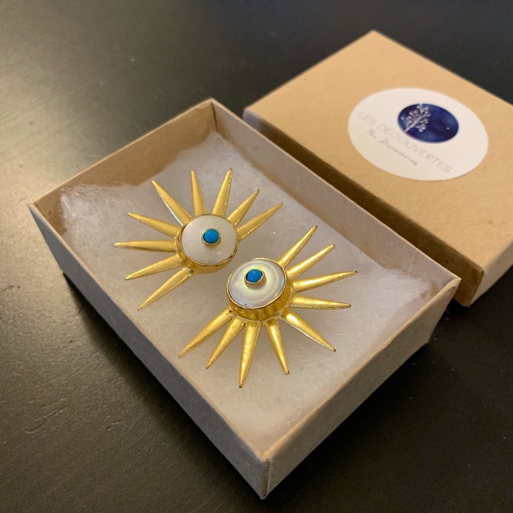 “Soleil” Sun Brass Earrings